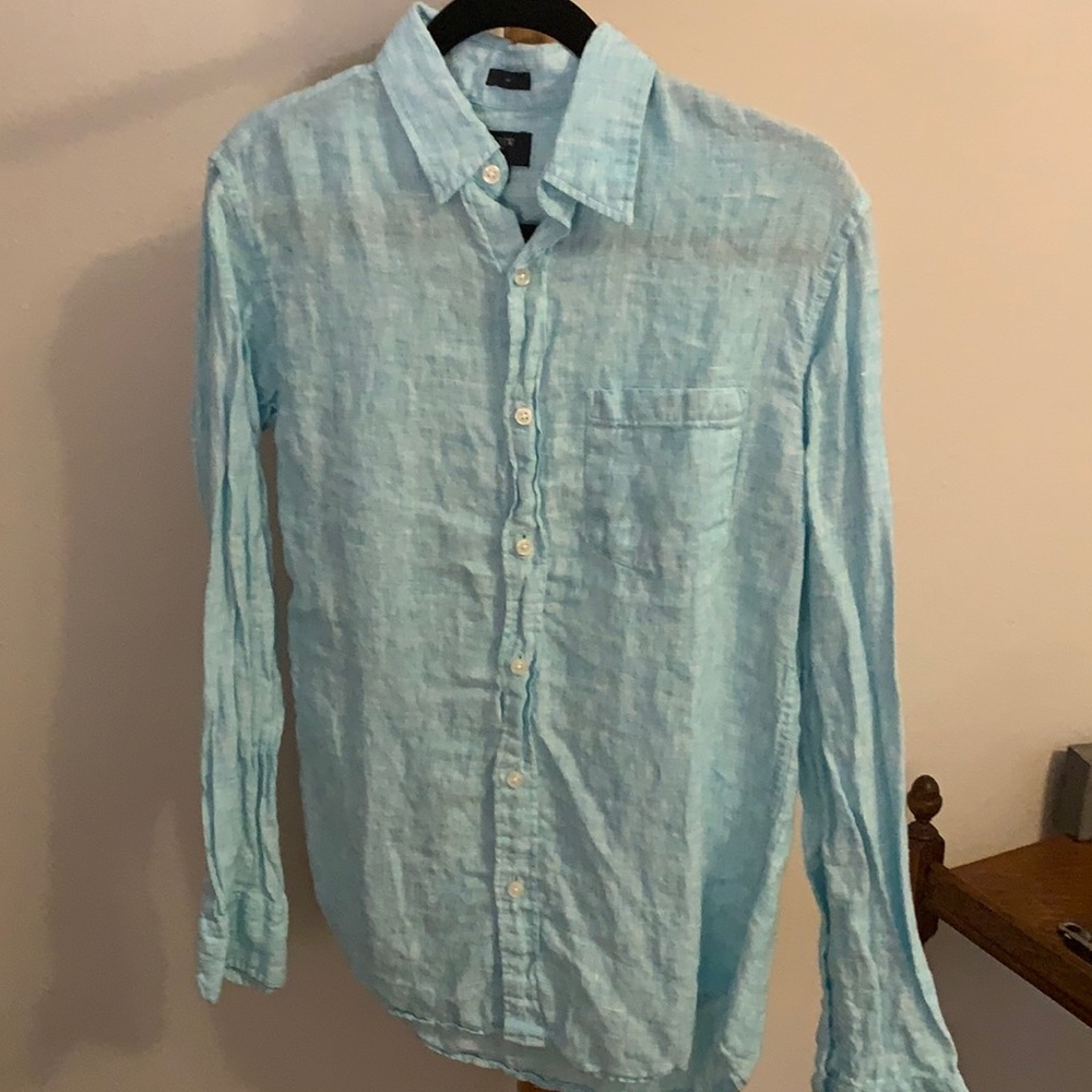 J. Crew Turquoise Linen Shirt